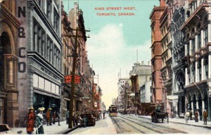 KING ST W- WOMAN SET TO CROSS2 c1910 courtesy chuckmans